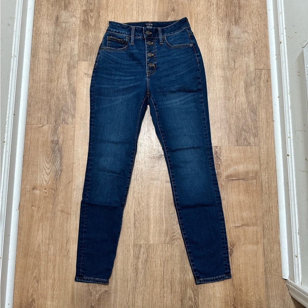 J. Crew | Curvy 10 High-Rise Dark Wash Button Fly Skinny Jeans,‎ Size 25